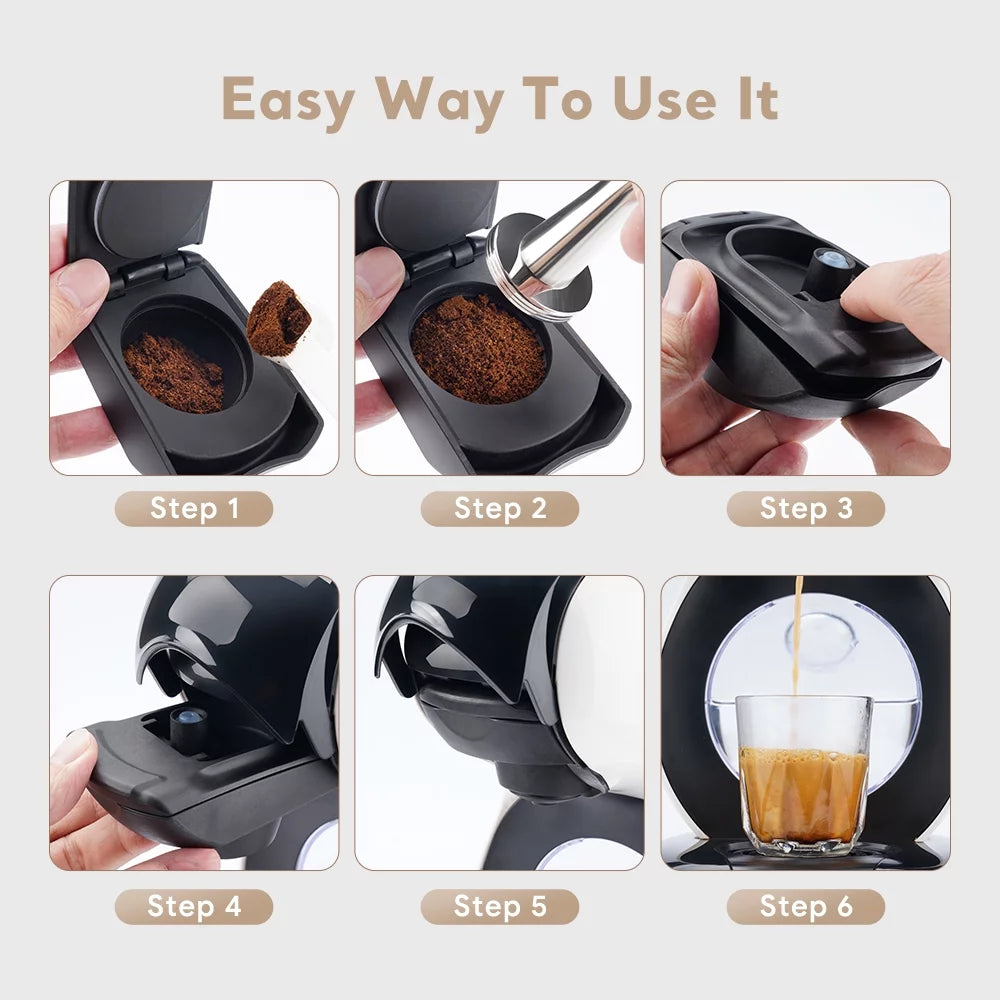 Reusable Coffee Adapter Pods Capsule Filter Refillable 1 Adapter + 1 Tamper W17258
