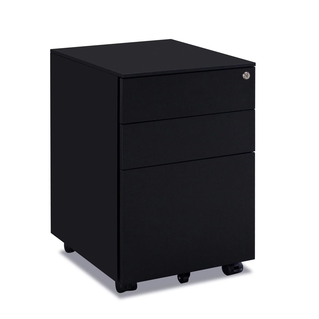 3 Drawer Black Mobile File Cabinet U659283