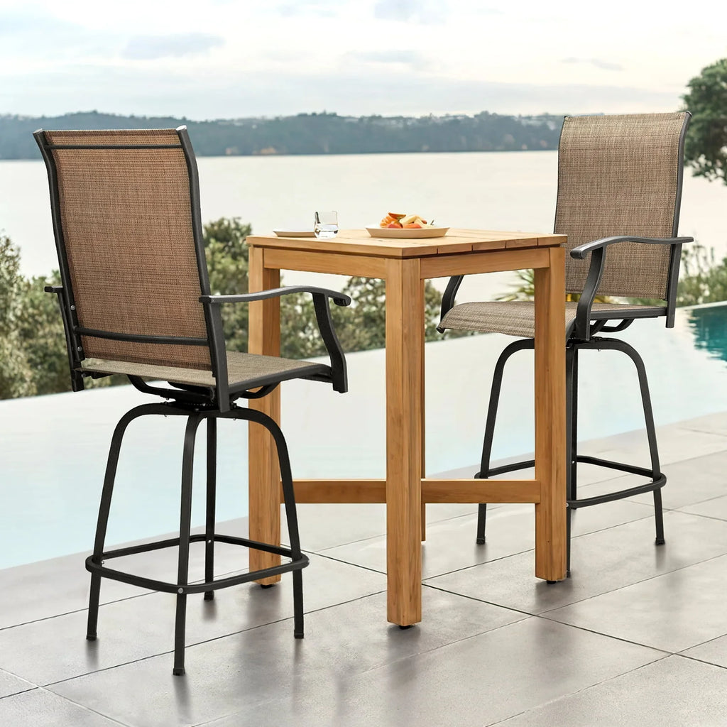 Tan Metal Bistro Chair and Table Set of Three Q95966
