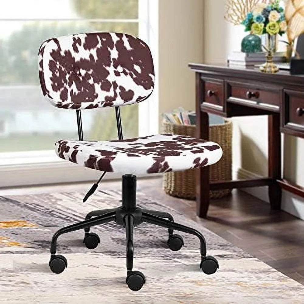 Plush Fabric Cow Print Swivel Office Chair A161430