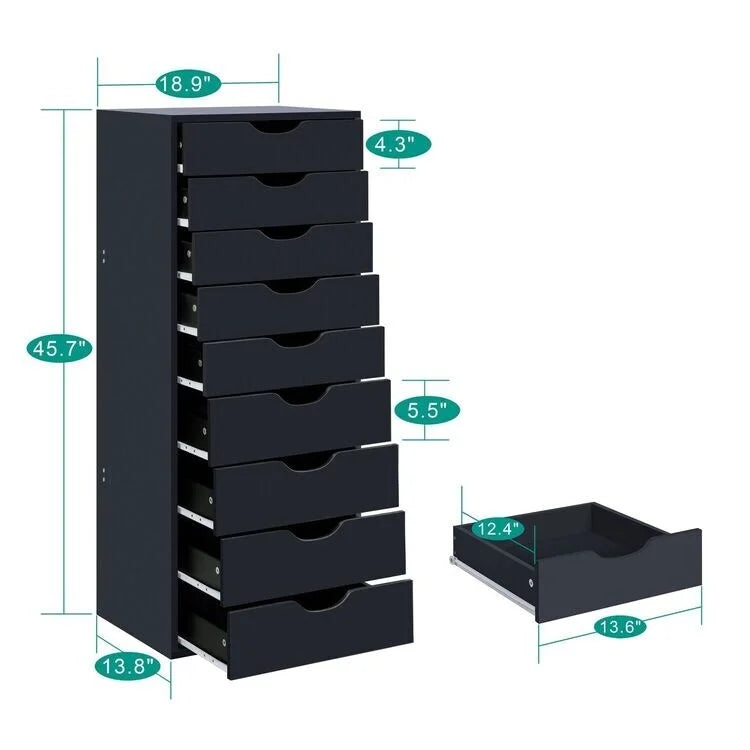 Black Wood File Cabinet J5005