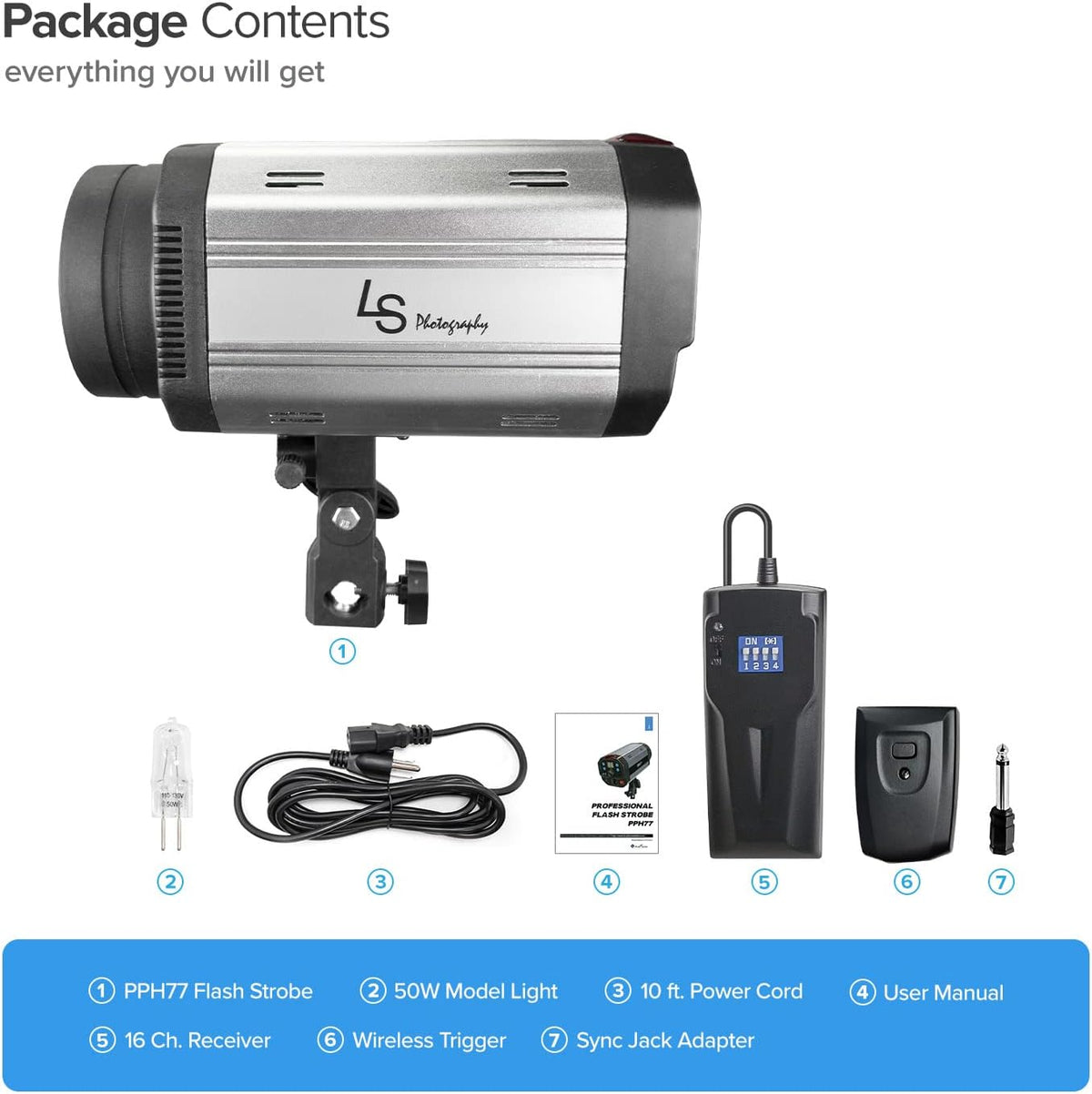 300W 5600K Flash Strobe Monolight with Wireless Trigger & Receiver I414