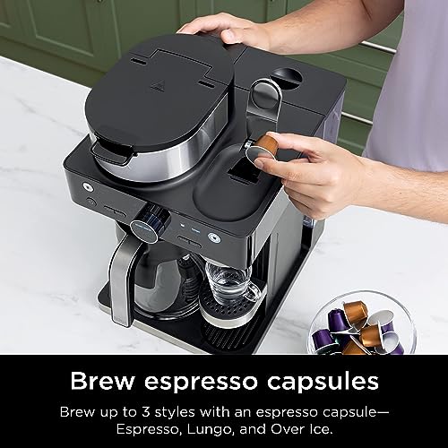 Espresso & Coffee Maker with Built-in Frother, Black E3666