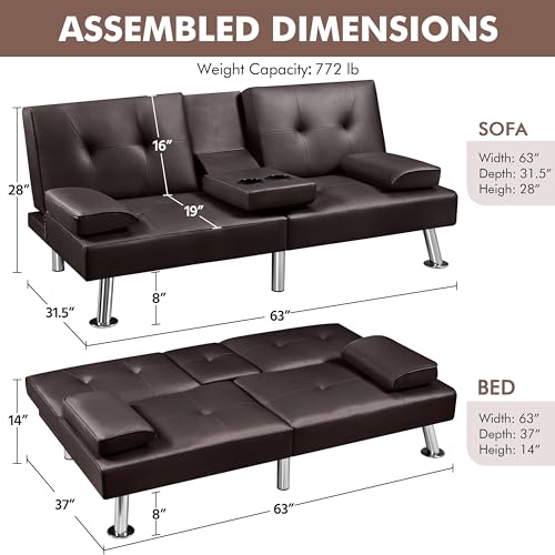 Dark Gray Convertible Sofa Bed T1884