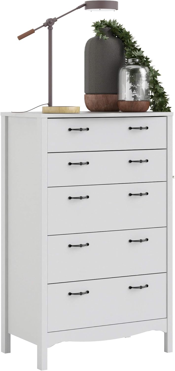 White 5 Drawer Chest F85616
