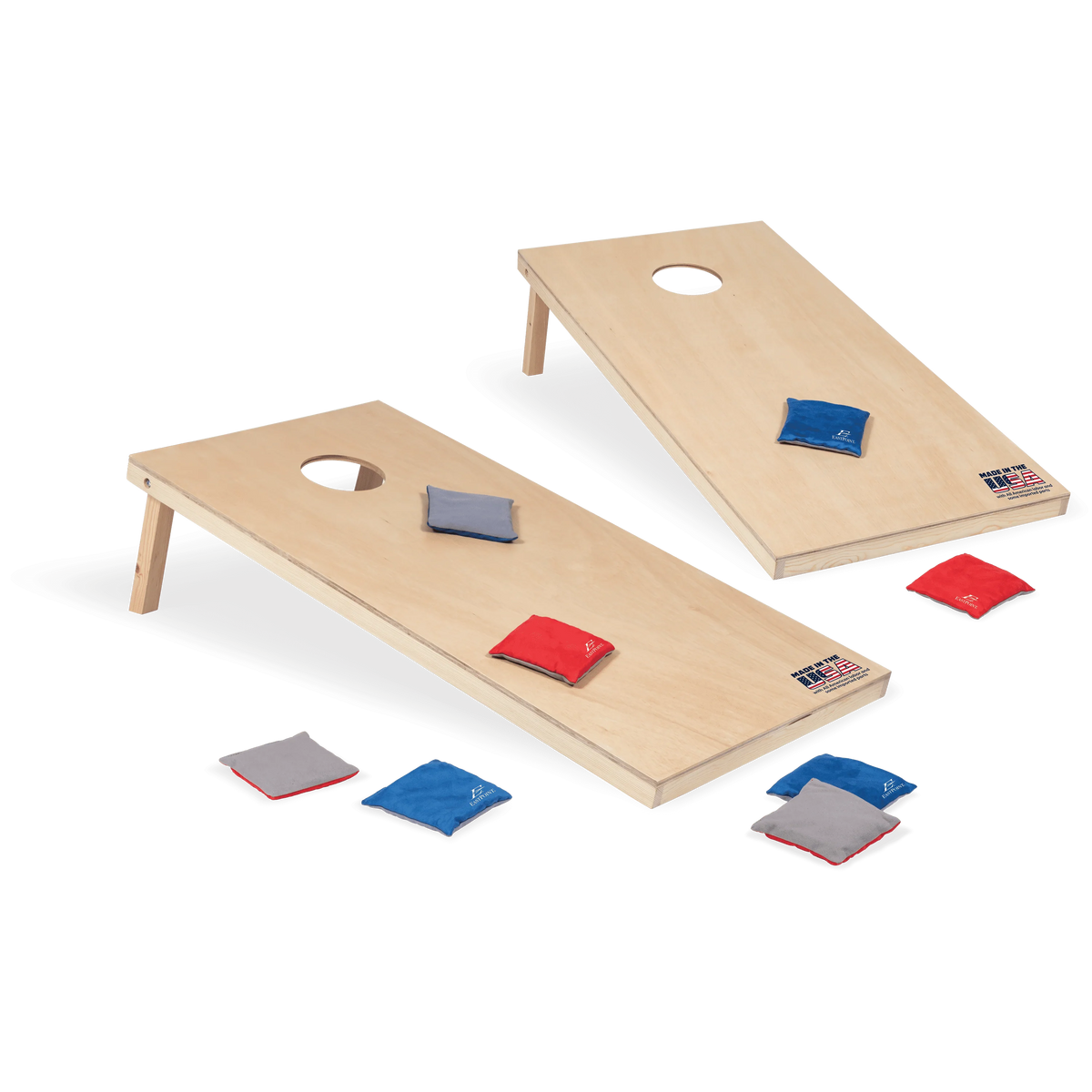 2' x 4' Natural Wood Cornhole Boards Bean Bag Toss Set with 8 Bean Bags V996637