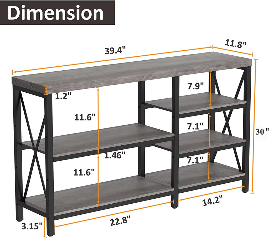 40"L Gray Wash Storage Console Table B17777