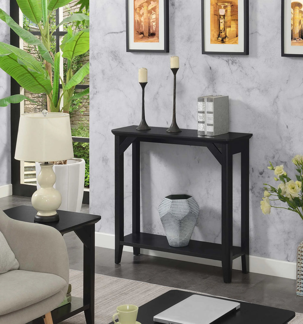 Black Hall Table with Shelf Q25396