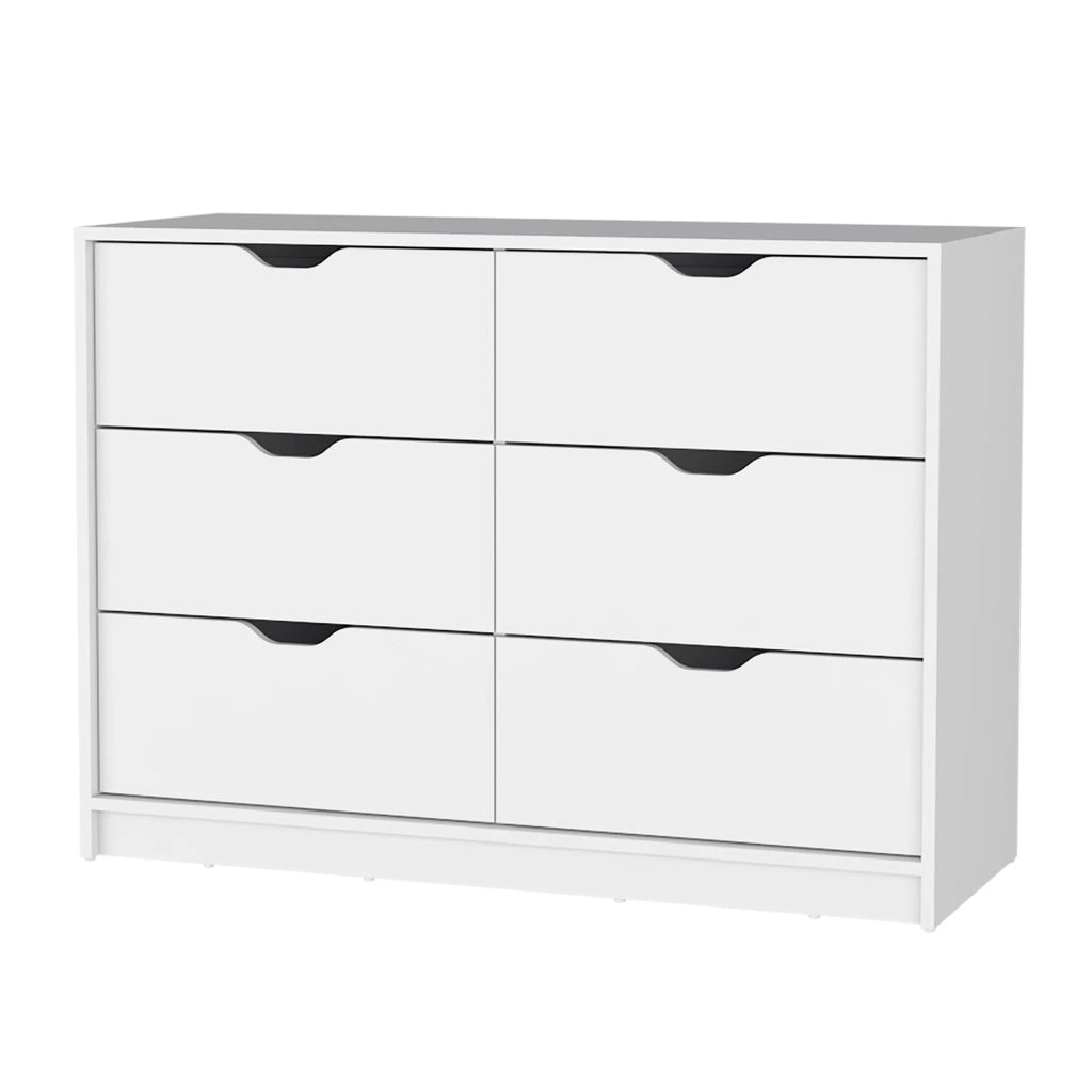 White Manufactured Wood Six Drawer Dresser C166103