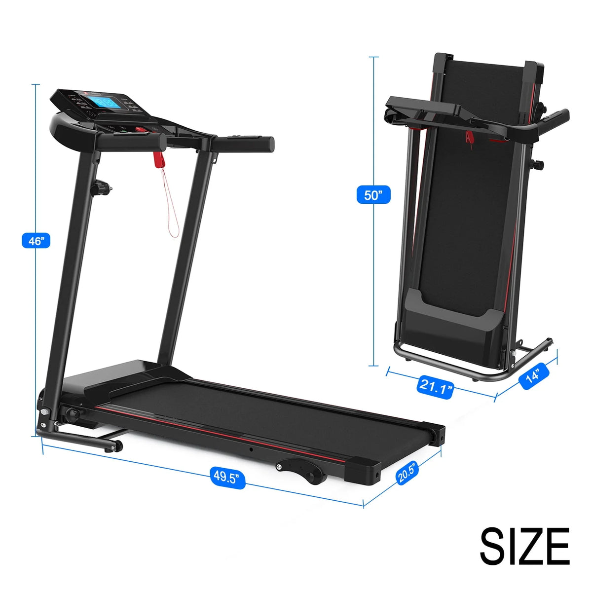 Foldable Incline Electric Treadmill 250 LB Capacity Y8791