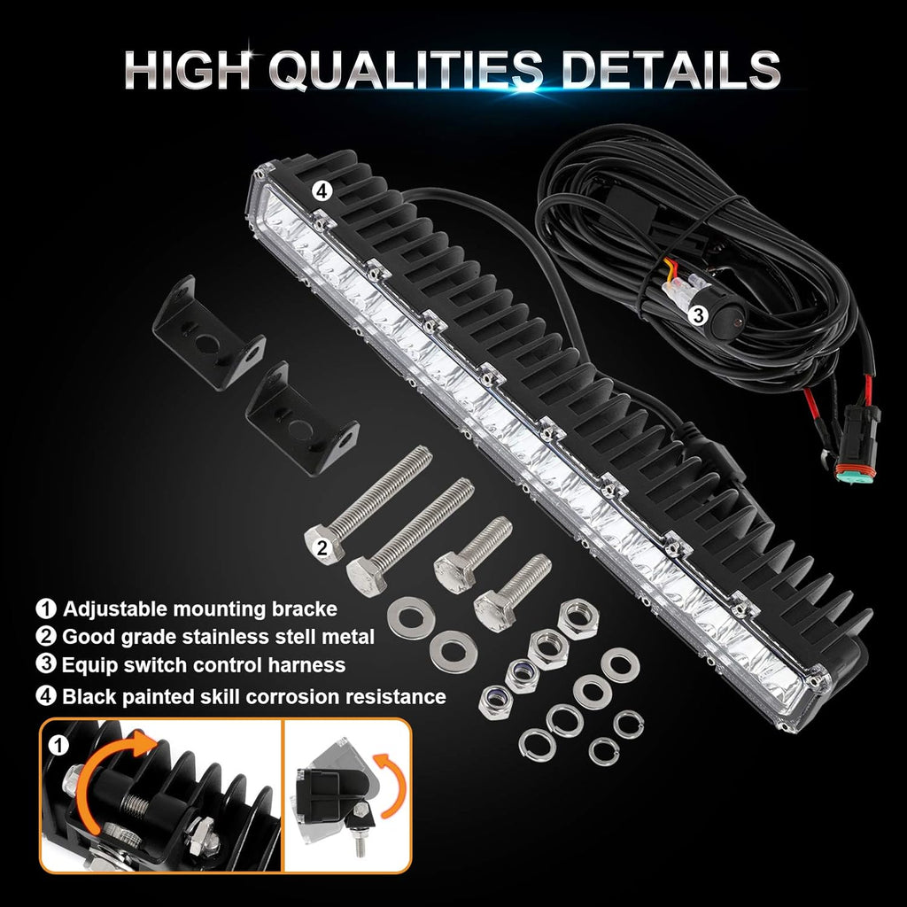 14 Inch 60W Single Row LED Light Bar Pack of 2 E980