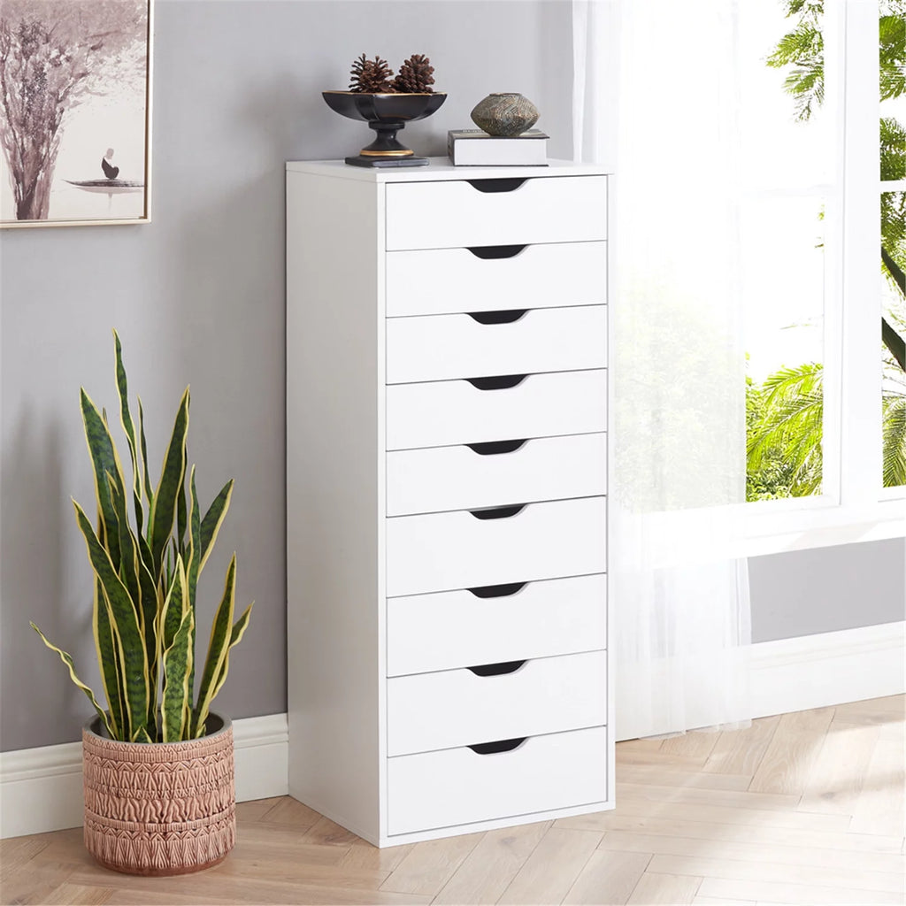 White 5 Drawer File Cabinet with Shelf I826240