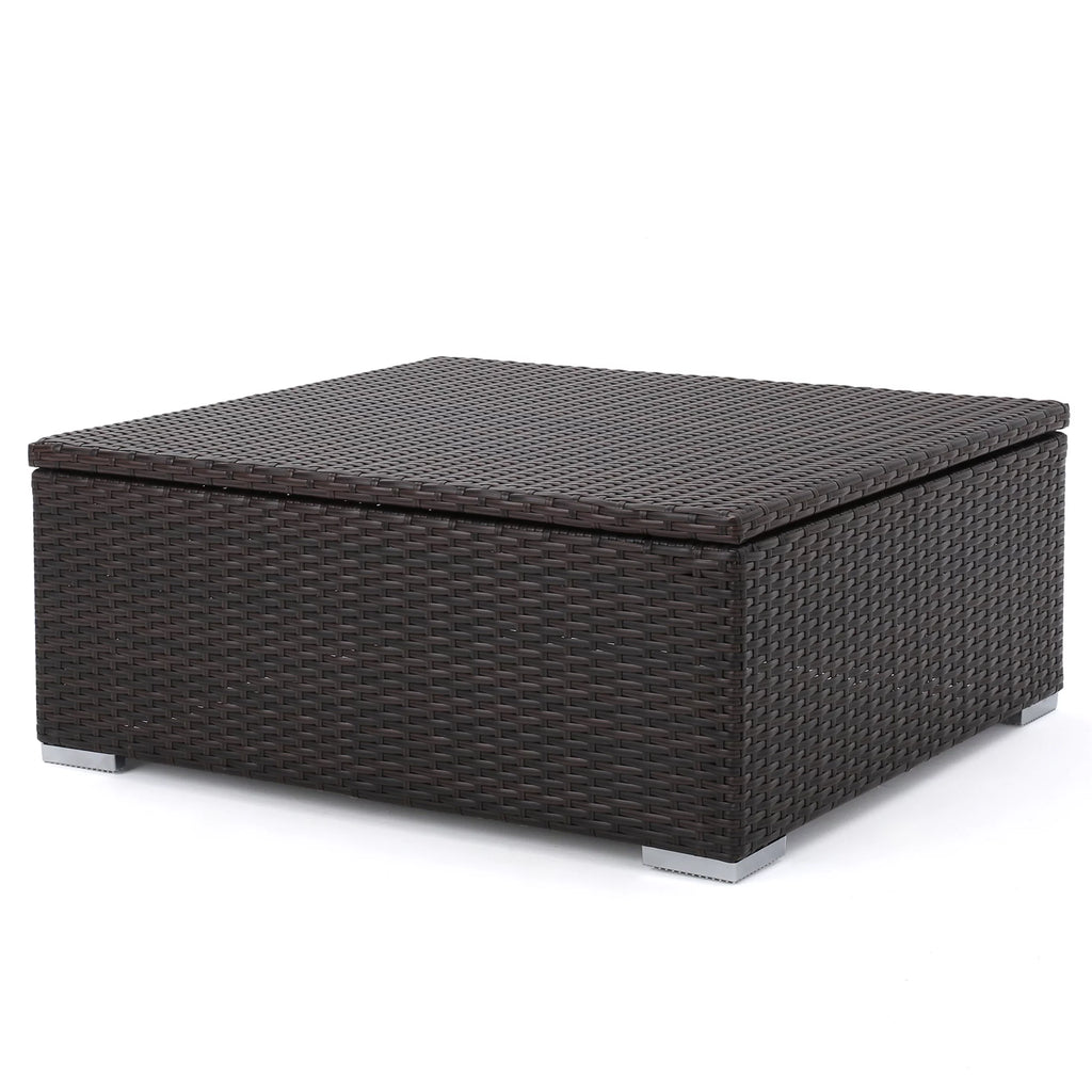 Multibrown Wicker Coffee Table with Storage F97304
