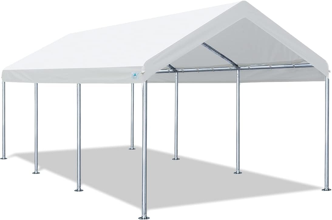 Adjustable 10x20 ft Heavy Duty Carport Canopy, Green D8546