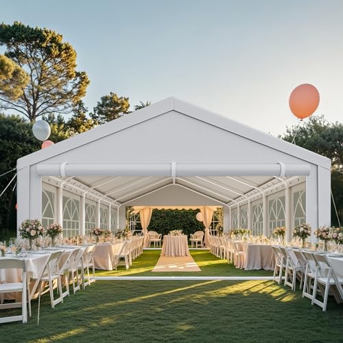 16x32ft Heavy Duty Galvanized Steel Party Tent with Removable Sidewall Windows E4016