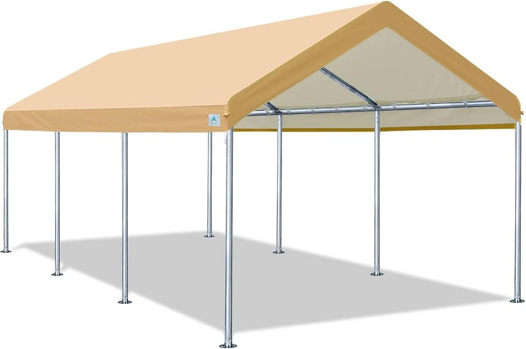 Adjustable 10x20 ft Heavy Duty Carport Canopy, Green D8546