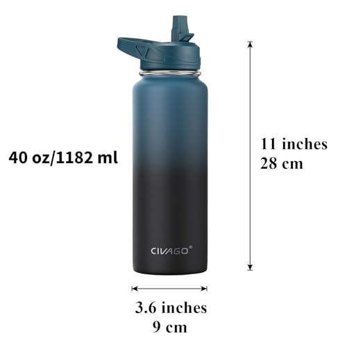 32 oz Insulated Stainless Steel Water Bottle with Straw and 3 Lids Z2874