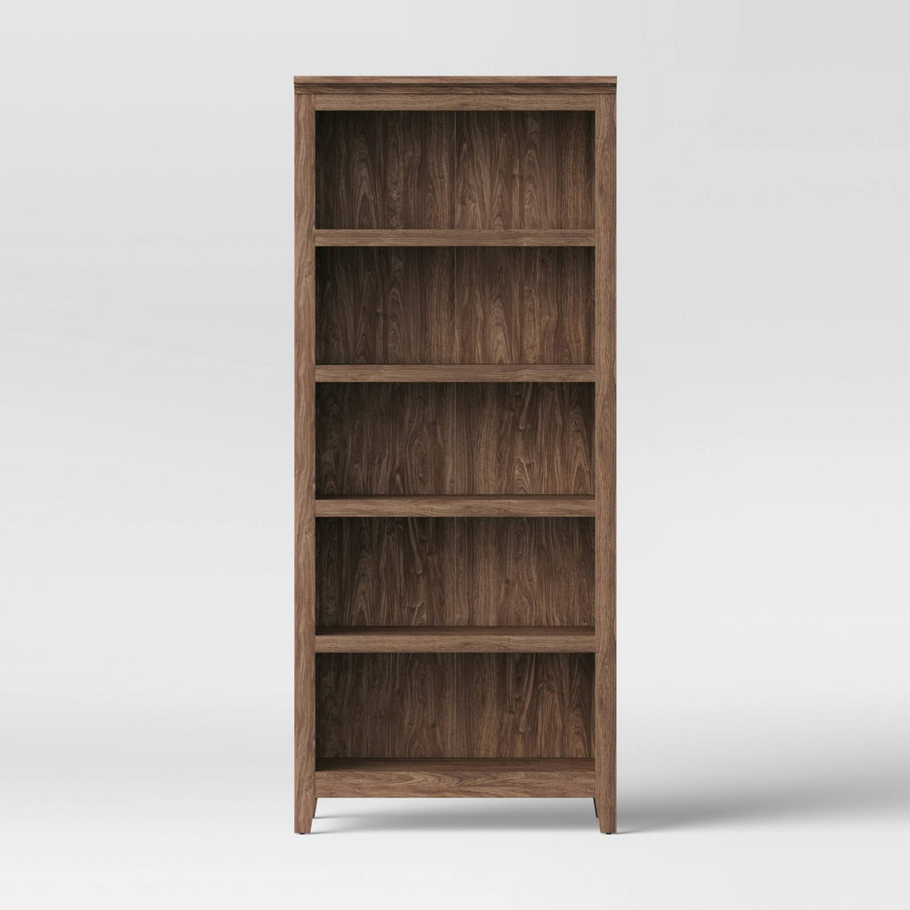 72x22 5-Shelf Walnut Brown Bookcase D422