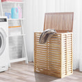 Foldable Bamboo Laundry Hamper with Lid and Liner Bag I7502