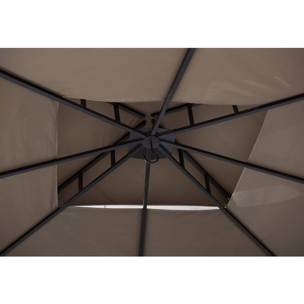 10 ft. x 12 ft. Steel Gazebo with 2-Tier Khaki Canopy S5394