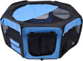 Fabric Pet Playpen Blue and Black P9121