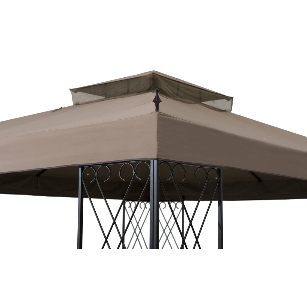 10 ft. x 12 ft. Steel Gazebo with 2-Tier Khaki Canopy S5394