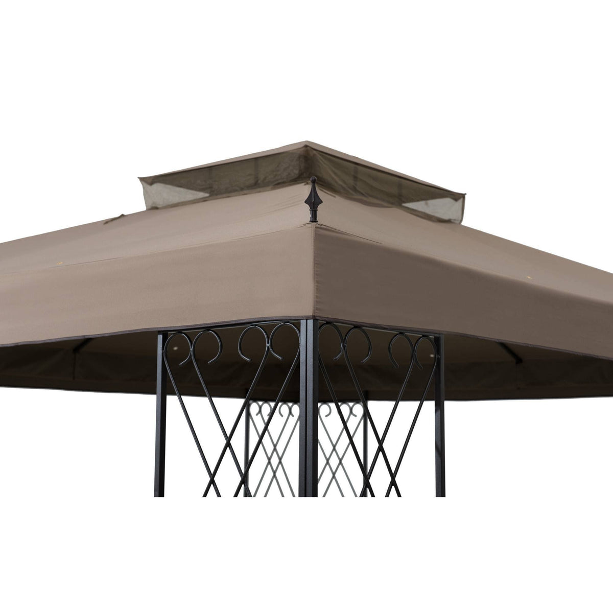 10 ft. x 12 ft. Steel Gazebo with 2-Tier Khaki Canopy S5394