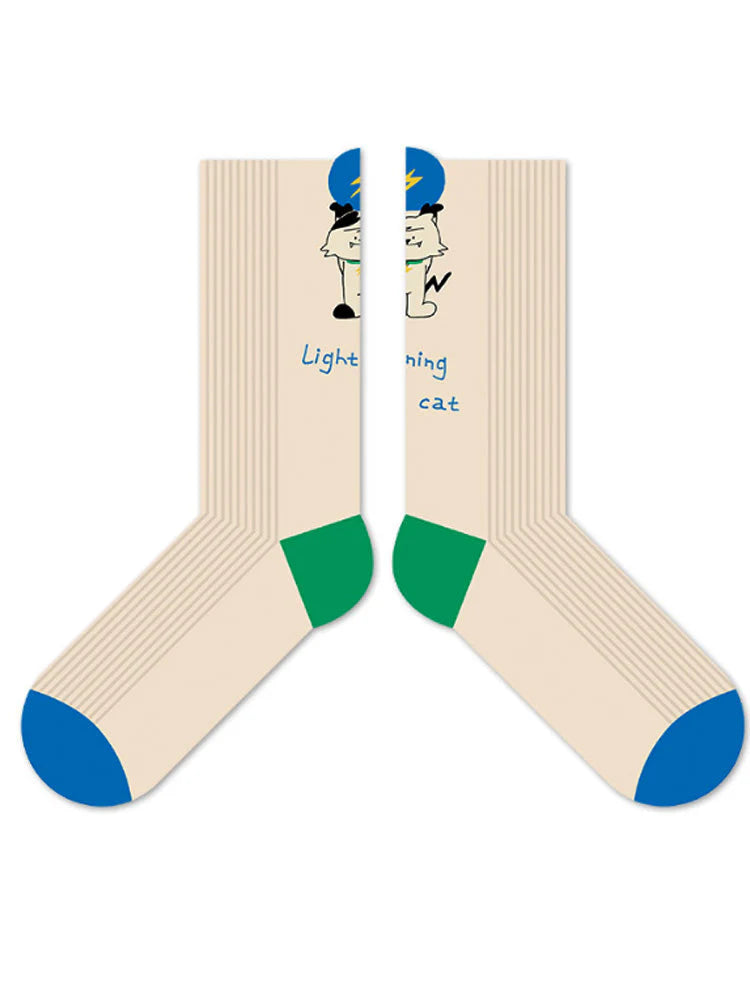 Cute Cartoon Kitty Mid-Calf Socks H992