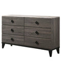 6 Drawer Wooden Dresser with Angled Legs Gray Y522290