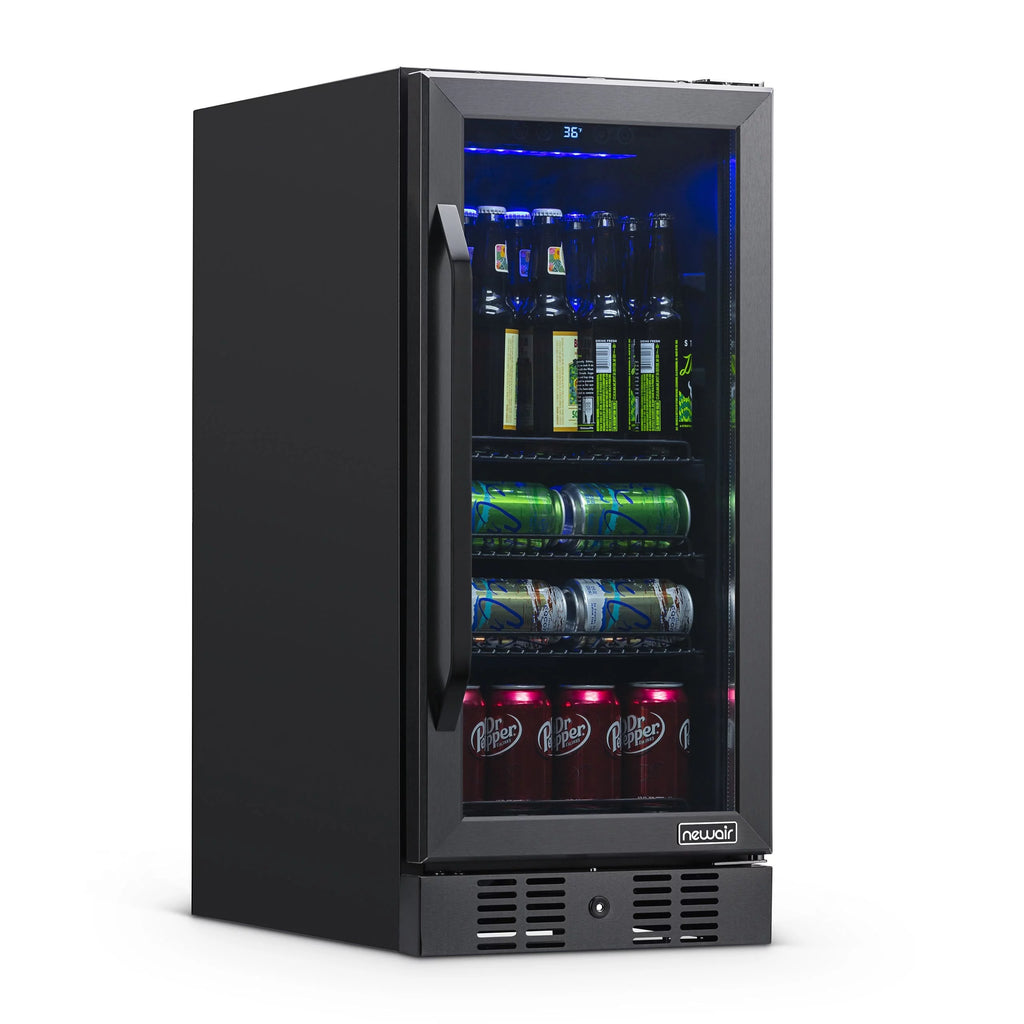 15” 96 Can Beverage Fridge Black Stainless Steel B342518