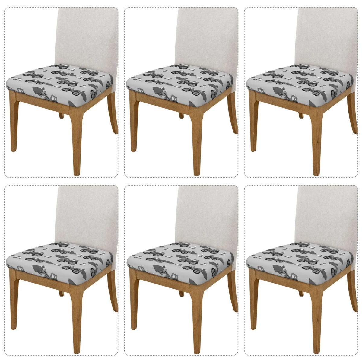 Gray Removable Washable Chair Seat Covers P8793
