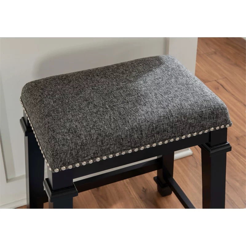 25" Black Wood Backless Counter Stool Y581