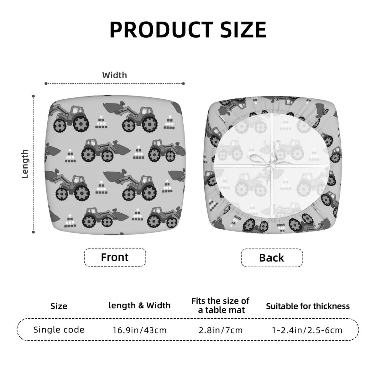 Gray Removable Washable Chair Seat Covers P8793