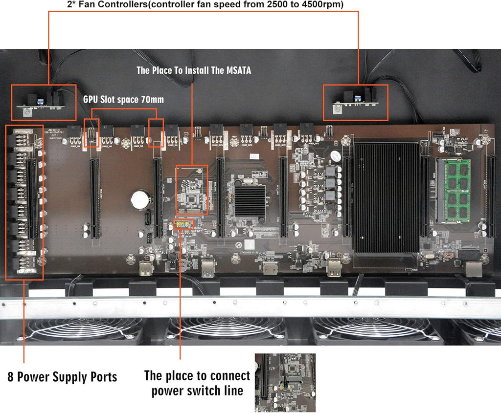 8 GPU Mining Rig Frame with Motherboard B812129