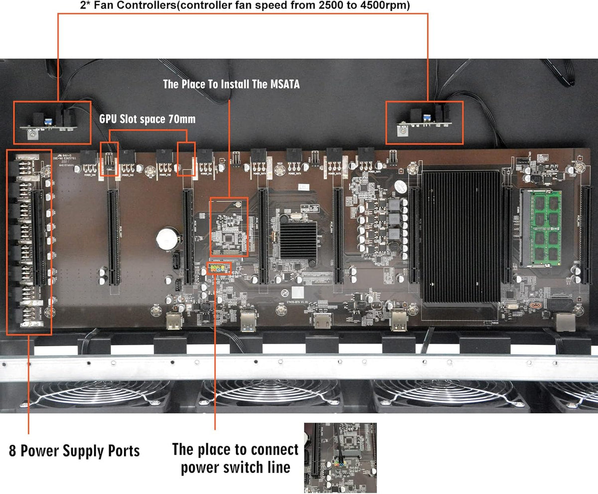 8 GPU Mining Rig Frame with Motherboard B812129