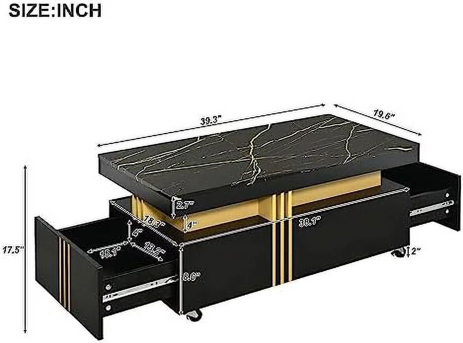 Brown Square Coffee Table with Sliding Tabletop F263690