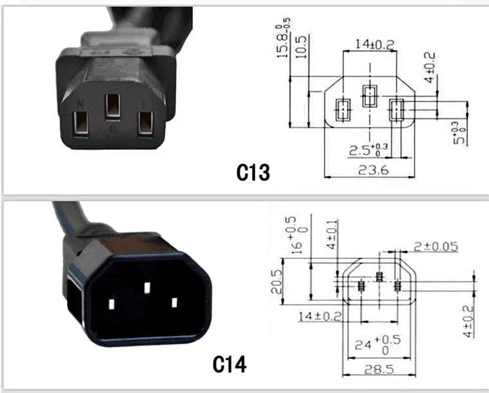 2-Pack 18Awg 250V 10A IEC 320 C13 to C14 Power Cable 6 Feet X564670