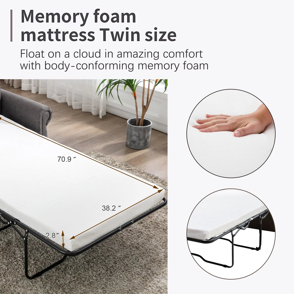 57.5" Gray Pull Out Sofa Bed with Twin Size Memory Mattress A19612
