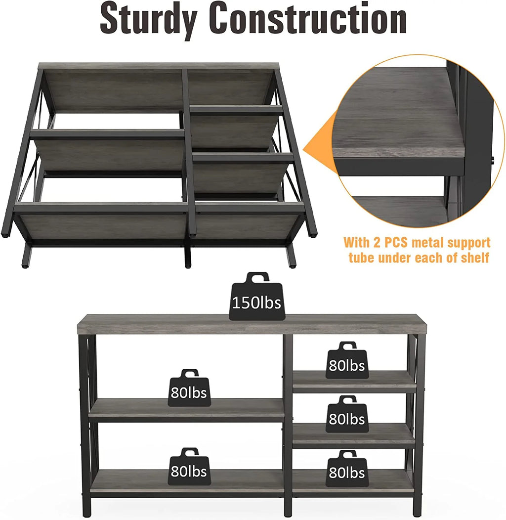 40"L Gray Wash Storage Console Table B17777