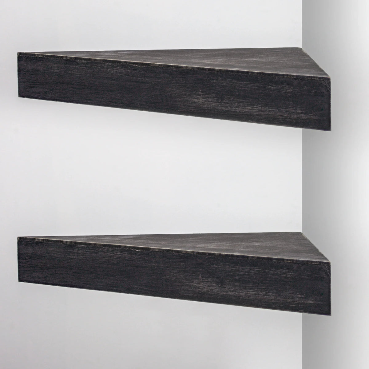 Black Set of 3 Wood Floating Corner Shelves J196589