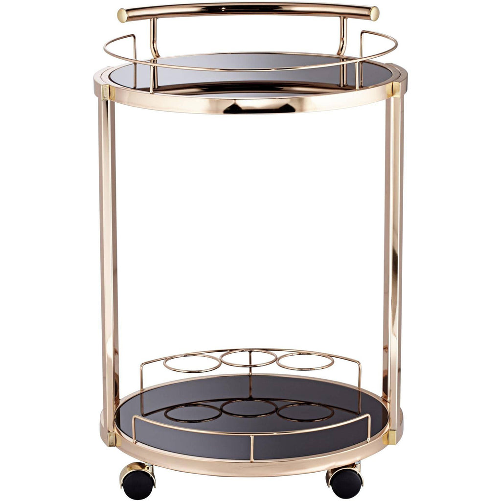 Round Black Glass Serving Cart Y9119