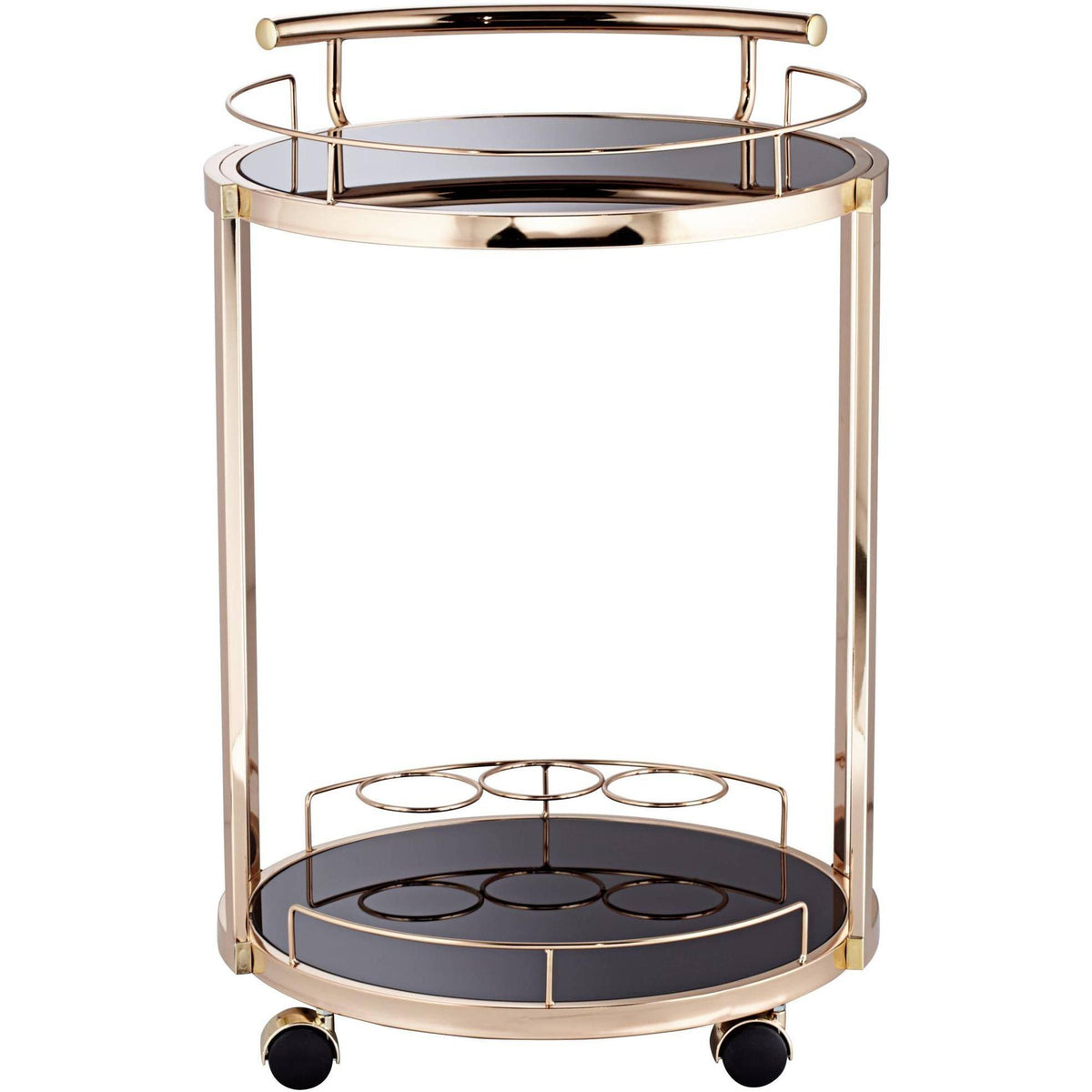 Round Black Glass Serving Cart Y9119