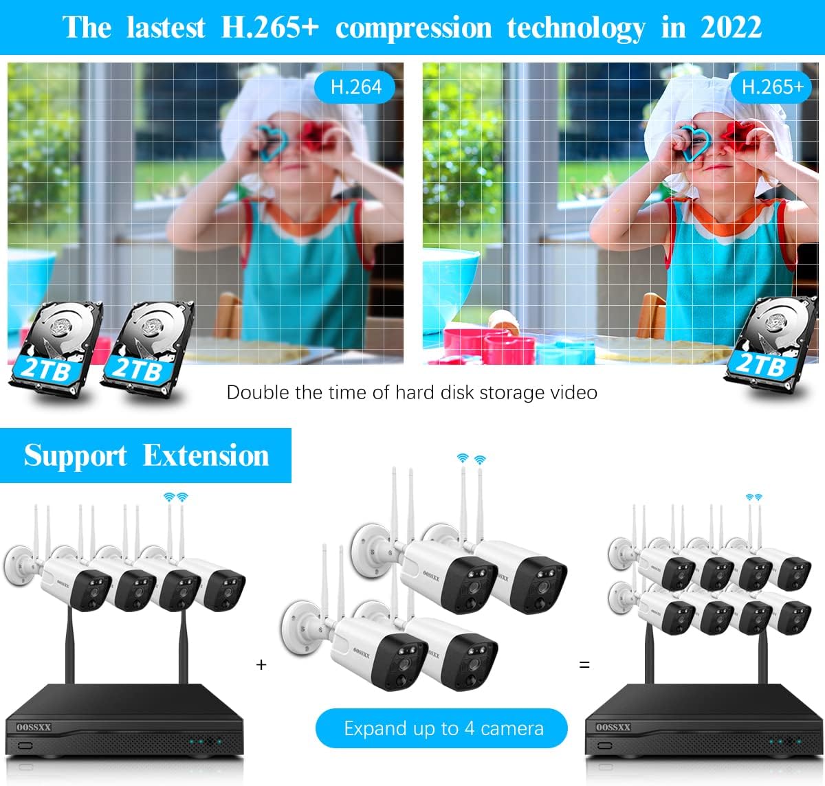 3K 5.0MP Wireless Security Camera System with 2TB Hard Drive H693022