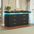Black 6 Drawer Wood Dresser with 2 Pull-Out Trays O758121
