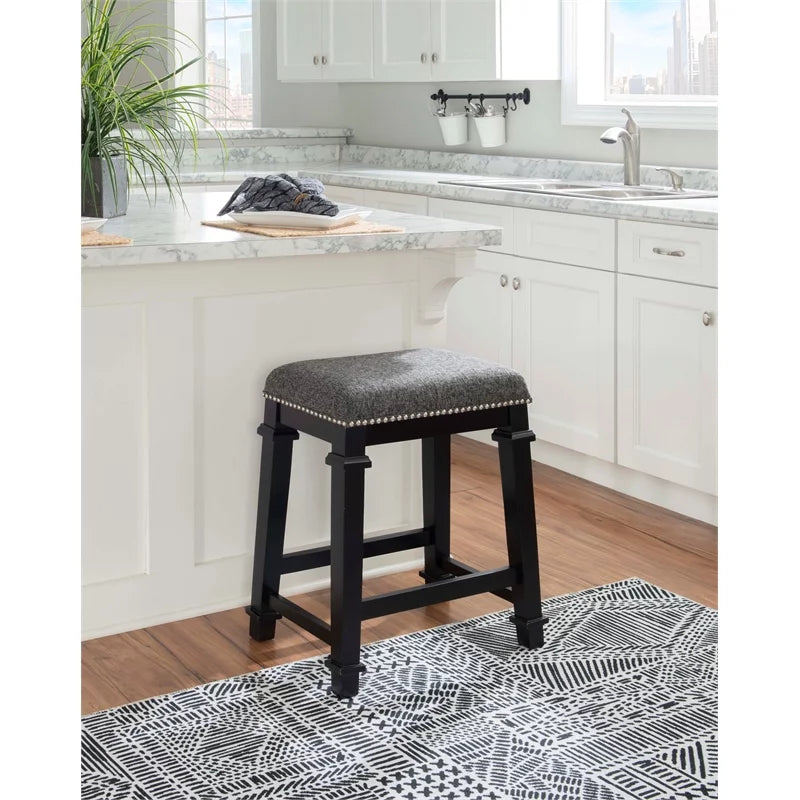 25" Black Wood Backless Counter Stool Y581