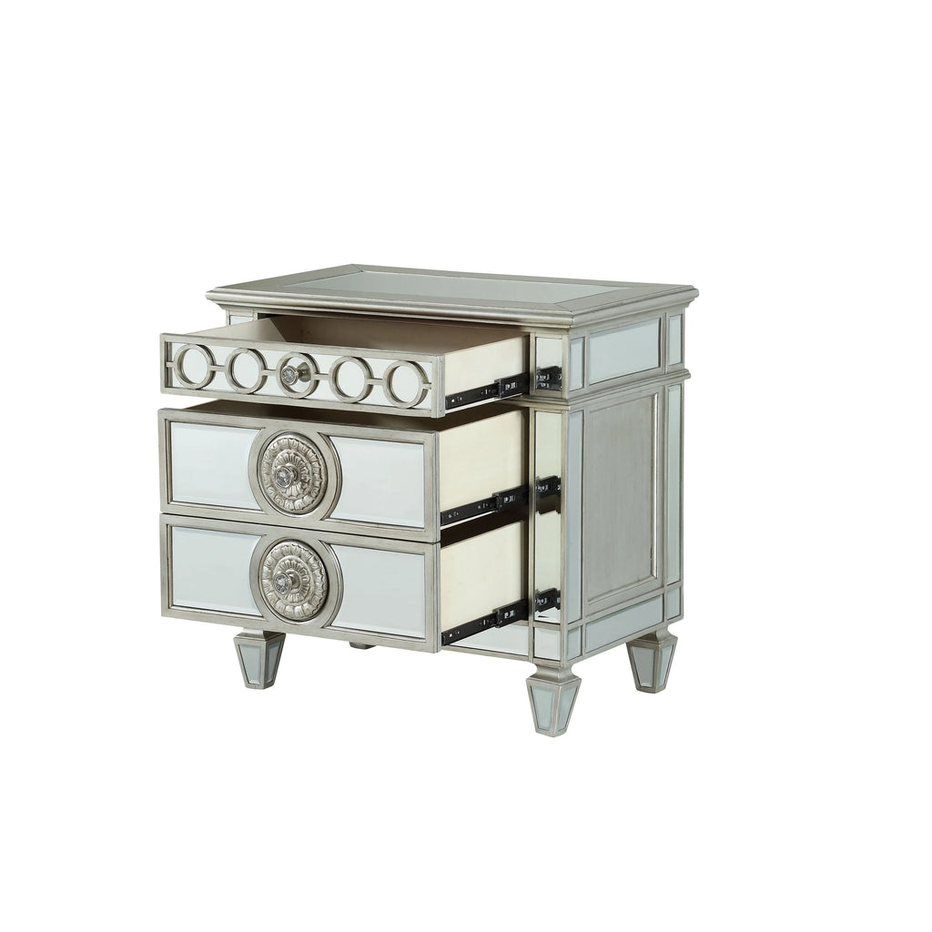 Mirrored Wood 2 Drawer Nightstand J737128