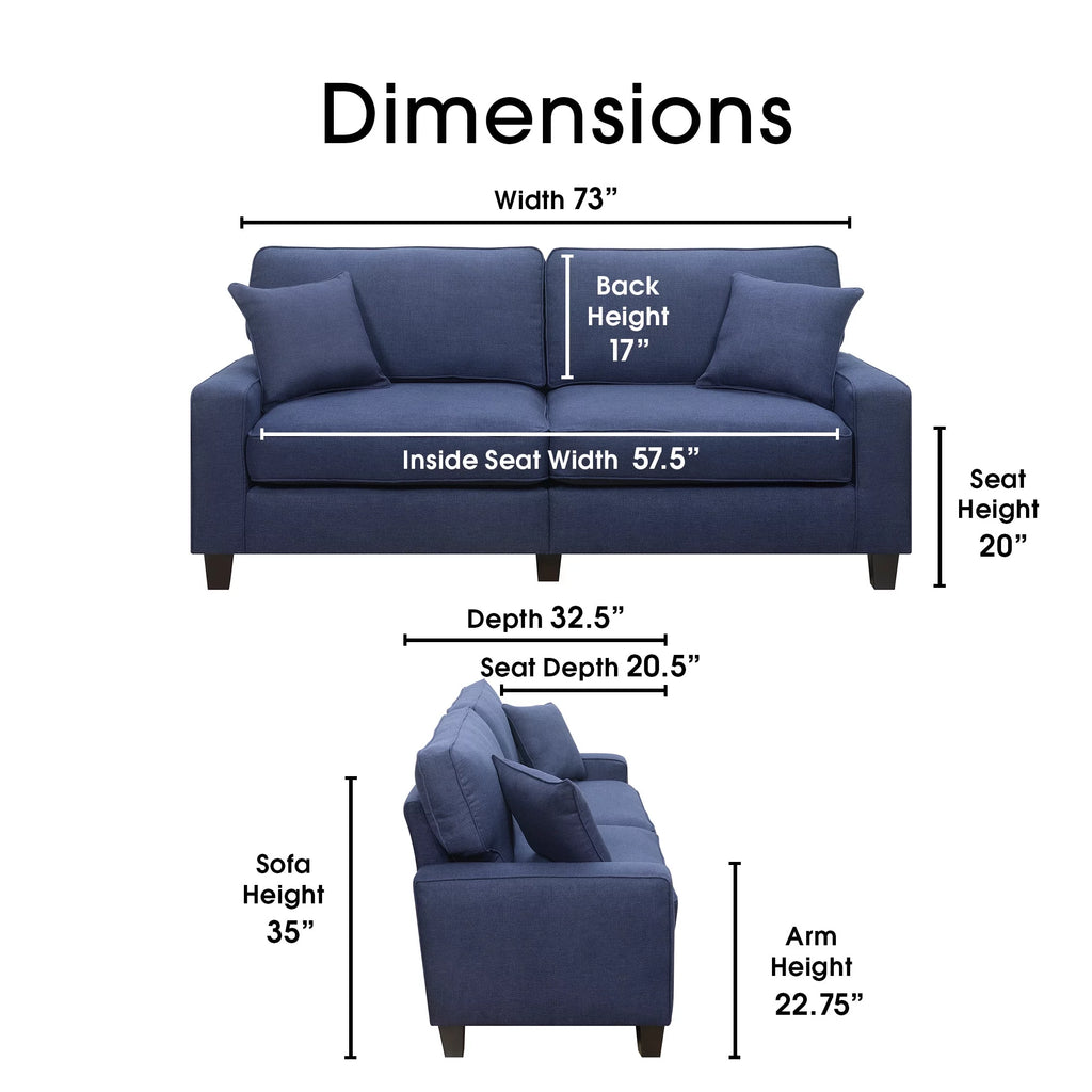Navy Blue Fabric Sofa X431
