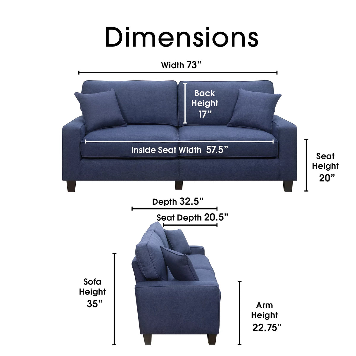 Navy Blue Fabric Sofa X431