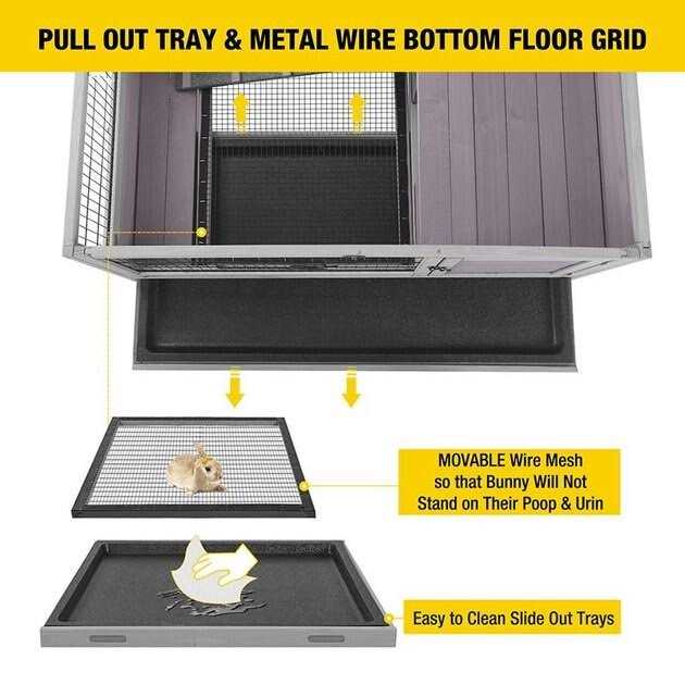 Small Rabbit Hutch with Pull Out Tray U3210