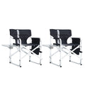 2-piece Padded Folding Chair with Side Table and Storage Pockets H421